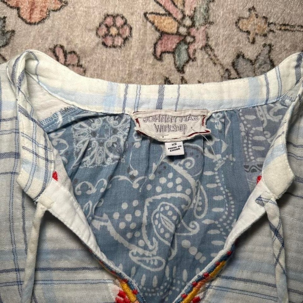 Johnny Was Workshop Patchwork Peasant Top - image 2